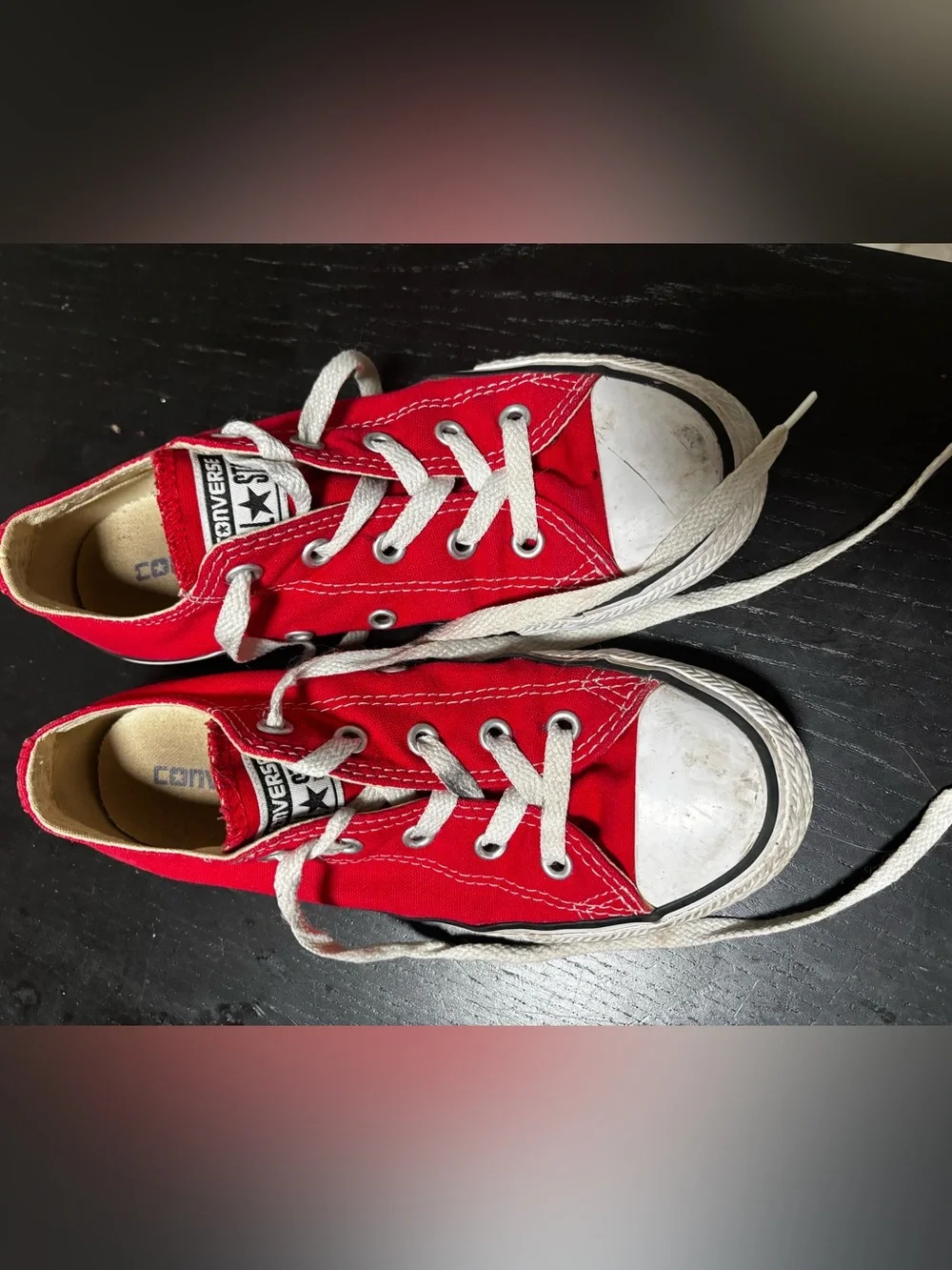 Converse Red Low Top Kids Sneakers with White Accents